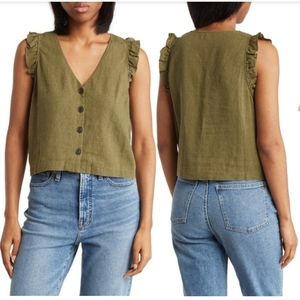 Madewell | Ruffle Button front Linen blend Tank